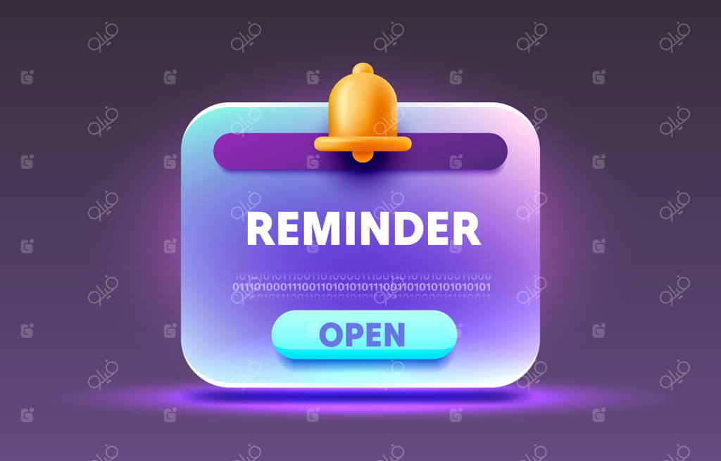 پیام یادآوری در رابط کاربری اپلیکیشن رسانه‌ای وکتور