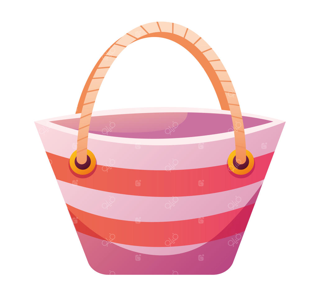 کیف راه‌راه ساحلی تابستانی روی زمینه سفید عنصر طراحی تصویر کارتونی