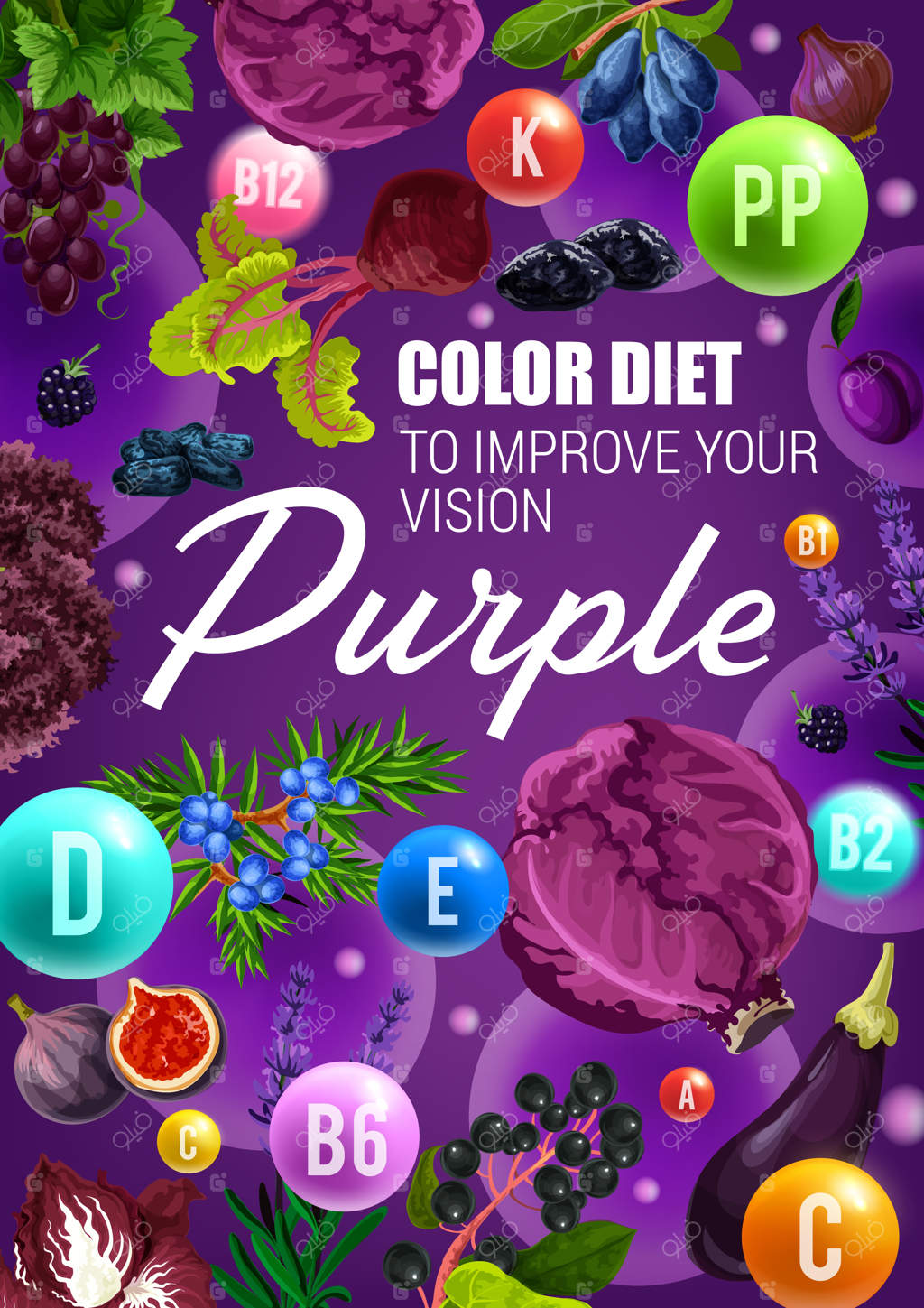 رژیم غذایی با توت‌ها و سبزیجات بنفش و سرشار از ویتامین‌ها