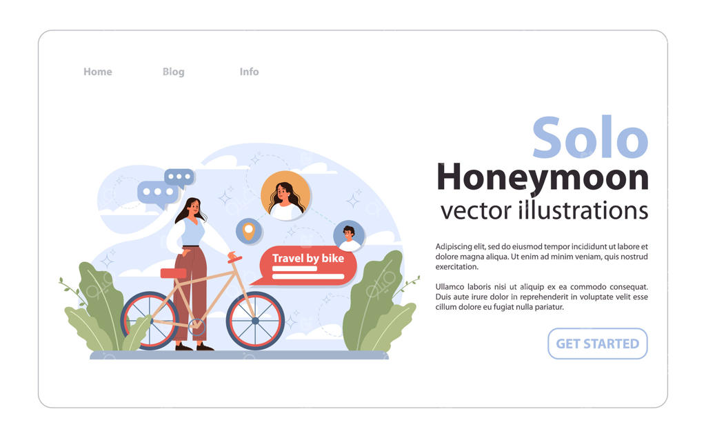 سفر انفرادی یا ماه عسل - بنر وب یا صفحه اول سایت با شخصیت زن