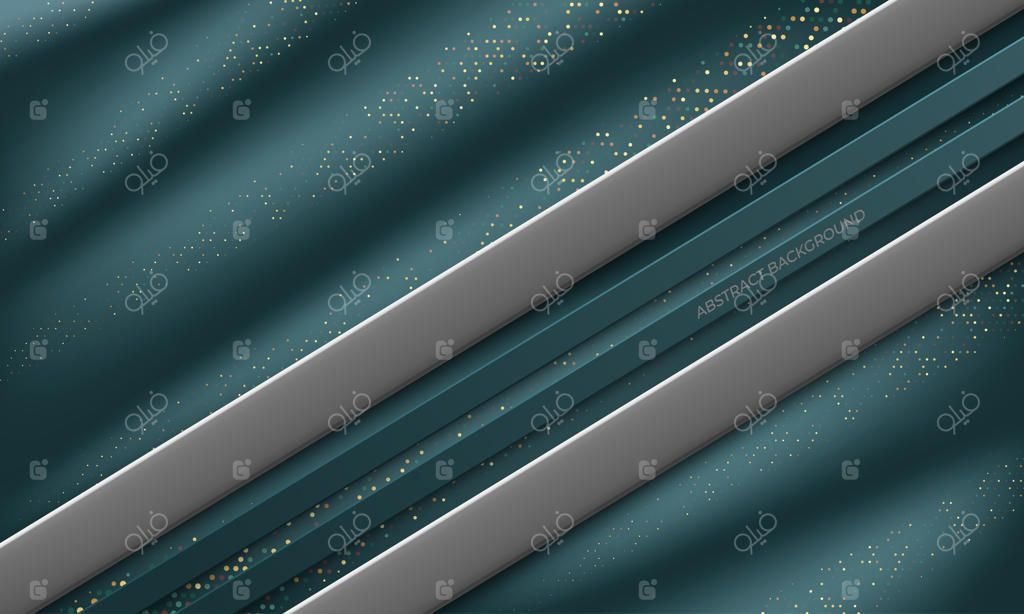 زمینه لوکس سبز با تزئینات خط نقره‌ای و افکت نور براق