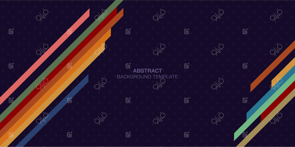 نوارهای رنگارنگ انتزاعی به سبک دهه ۱۹۷۰ در پس‌زمینه بنفش تیره