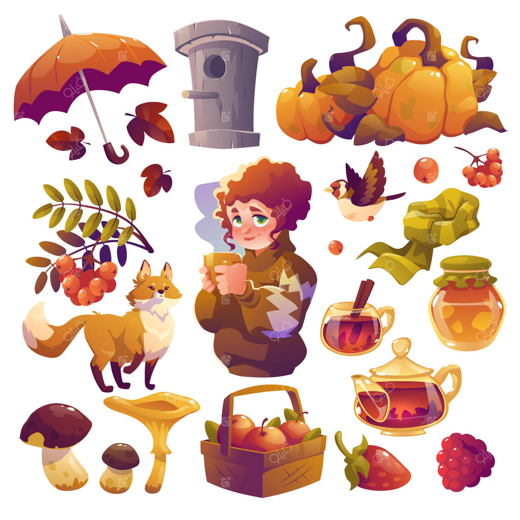 مجموعه عناصر پاییزی ساده