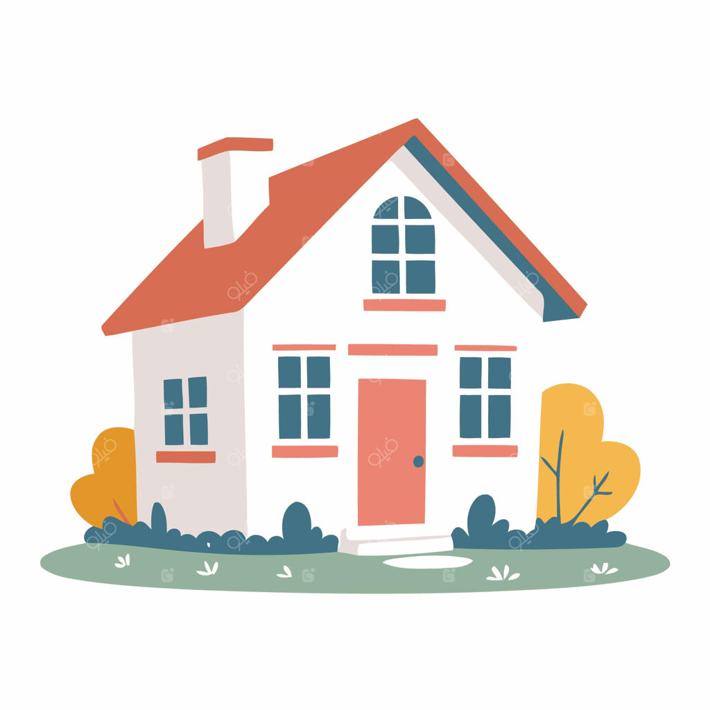 تصویرسازی وکتوری بامزه از خانه برای کتاب‌های خردسالان