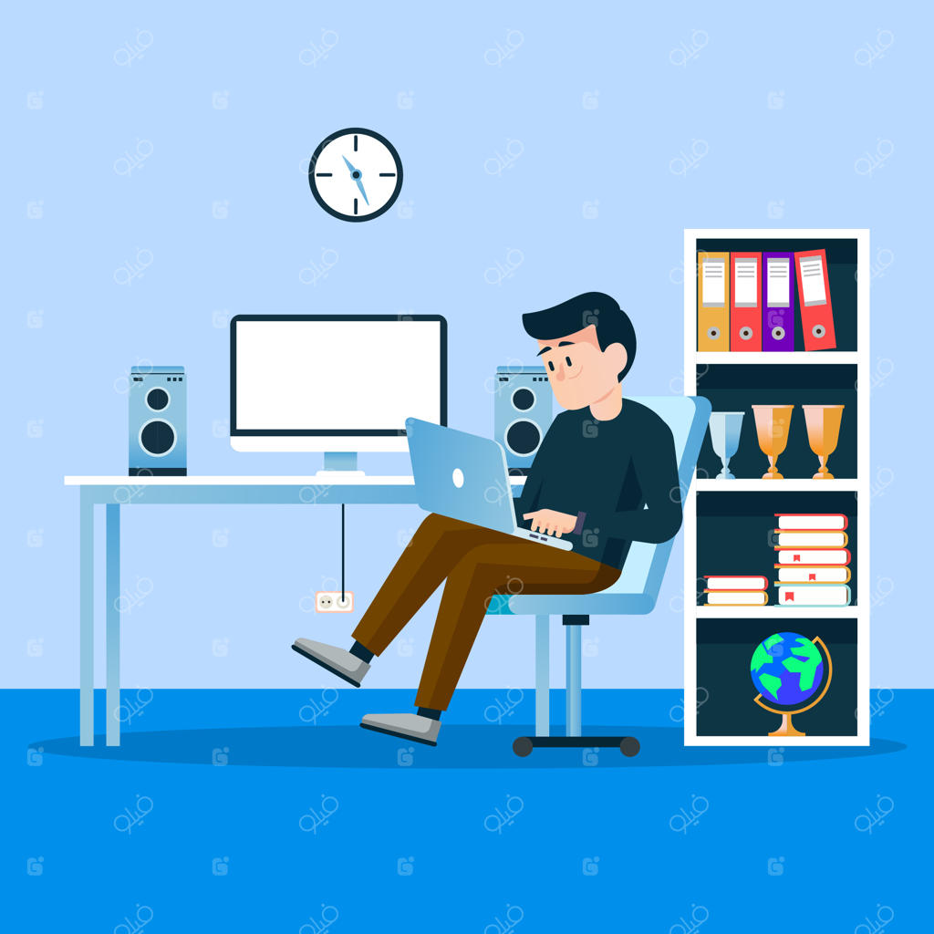 مرد در حال کار در خانه