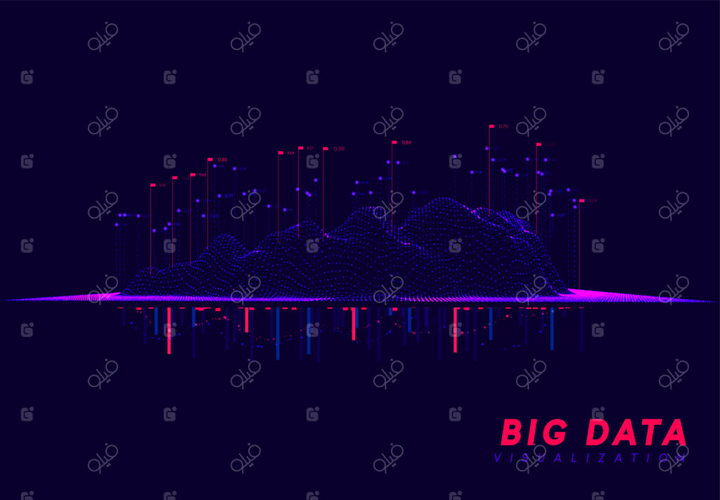 تصویرسازی داده‌های کلان: فناوری موج اطلاعات. پس‌زمینه انتزاعی و آینده‌نگر از کلان‌داده‌های دیجیتال. محاسبه و پردازش داده‌های تحلیلی. تصویرگری برداری