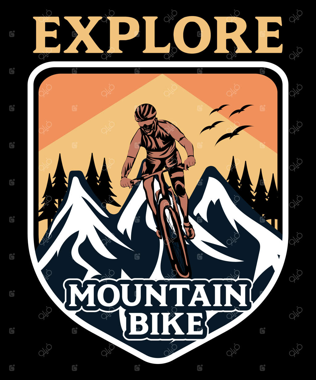 پترن طراحی تیشرت با طرح وکتور دوچرخه کوهستانی را کشف کنید