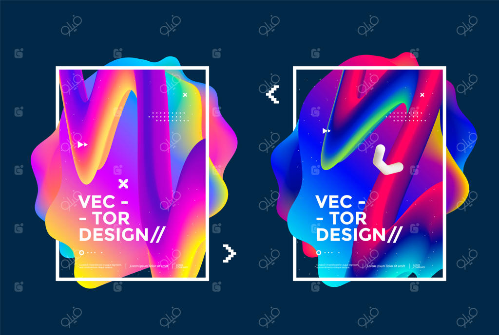 طراحی قاب سیال برداری با اشکال گرادینت، پس‌زمینه رنگارنگ و روشن برای جلد بروشور