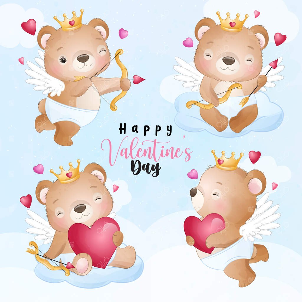 خرس بامزه برای مجموعه روز ولنتاین