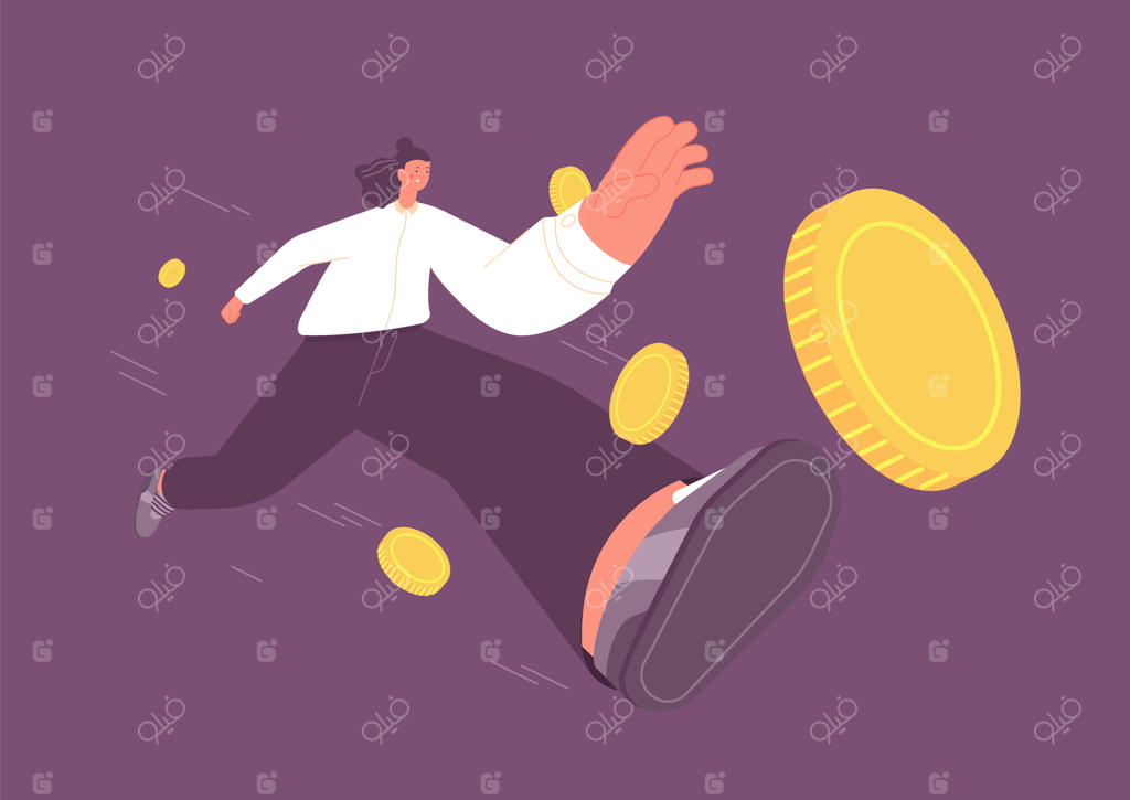 زنی در جستجوی سود: دختری در دنیای تجارت به دنبال پول و سکه‌های طلا  
رشد شغلی و افزایش حقوق  
مفهوم برد یا موفقیت در حسابداری و بانکداری