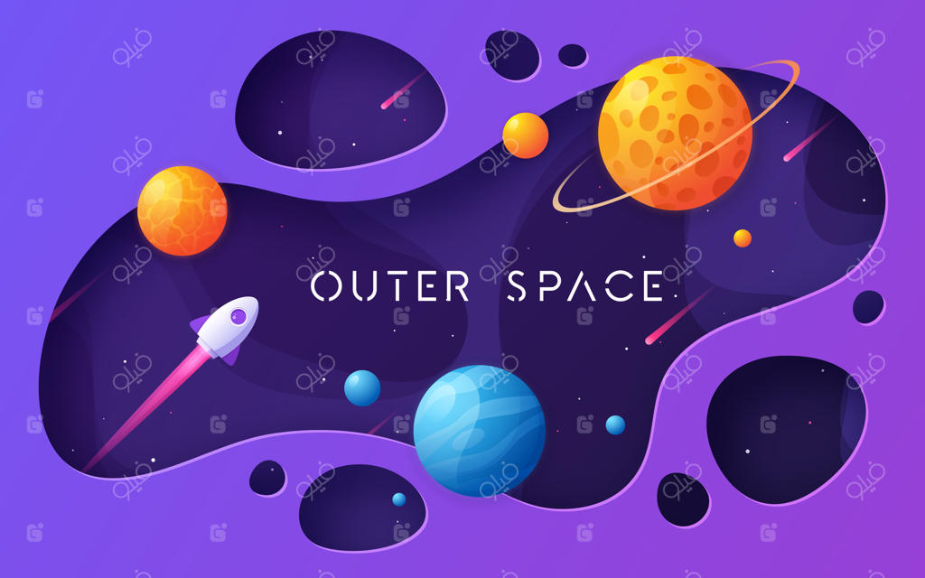 پس‌زمینه کارتونی و رنگارنگ فضا