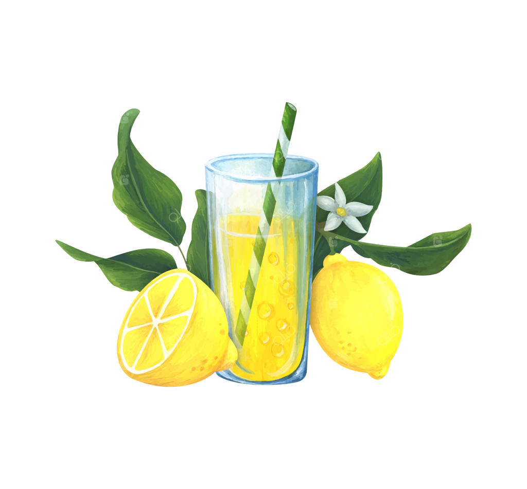 چیدمان تابستانی با نوشیدنی لیمویی خنک و زردرنگ