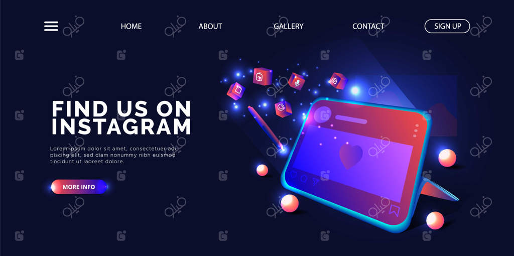 طراحی تبلیغات اینستاگرام با صفحه فرود تبلت.