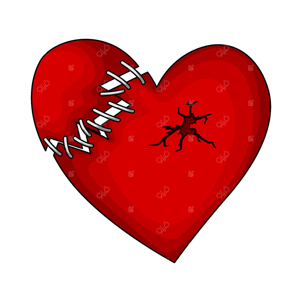 تصویر قلب قرمز دوخته شده