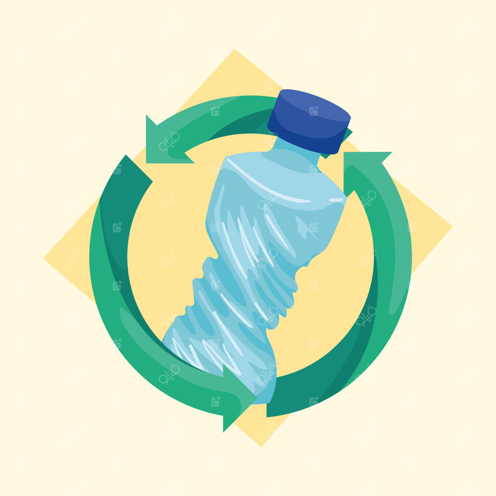 بطری آب با نماد بازیافت