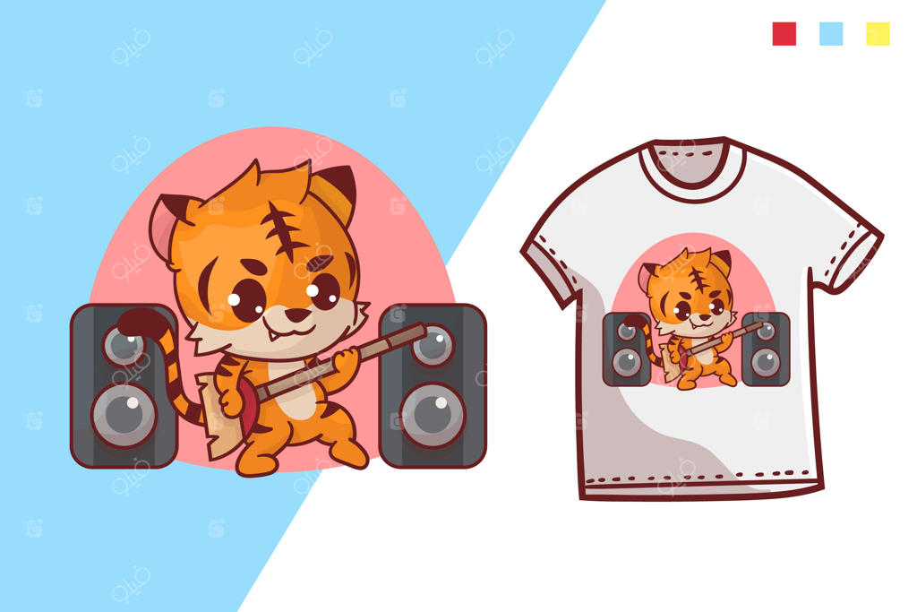 طرح الگوی تی‌شرت ببر بامزه