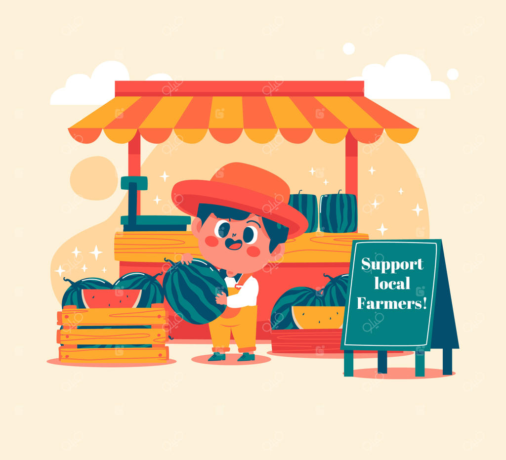 تصویرسازی دستی از بازار کشاورزان