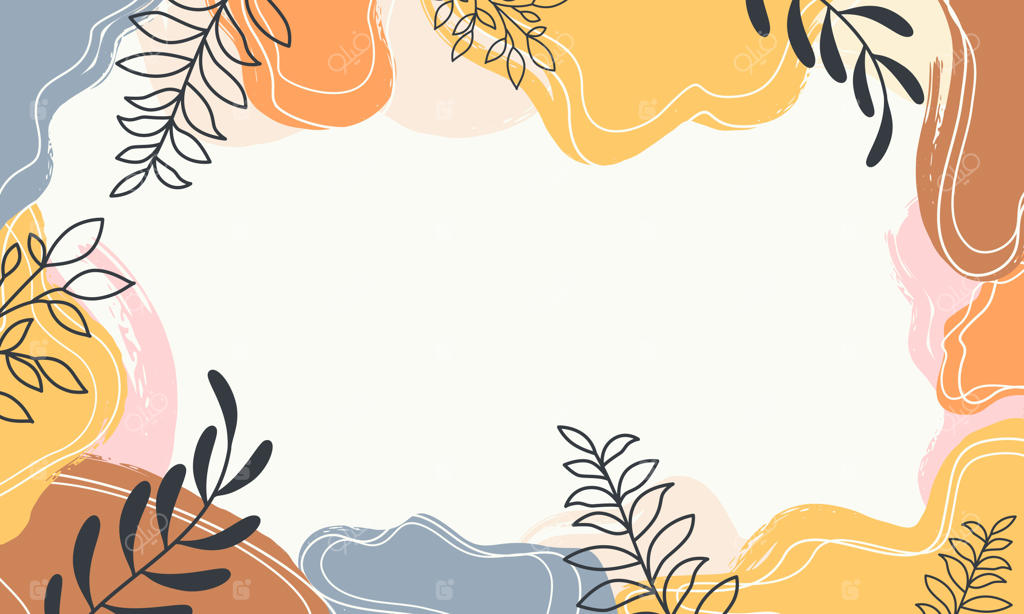 پس‌زمینه‌ای با اشکال ارگانیک پاستلی و بافت‌ برگ‌ها، به سبک ممفیس