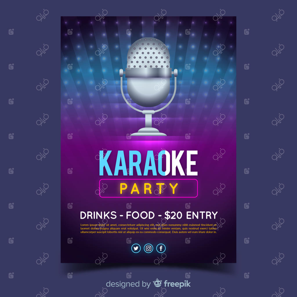 الگوی پوستر موسیقی زنده با طراحی انتزاعی