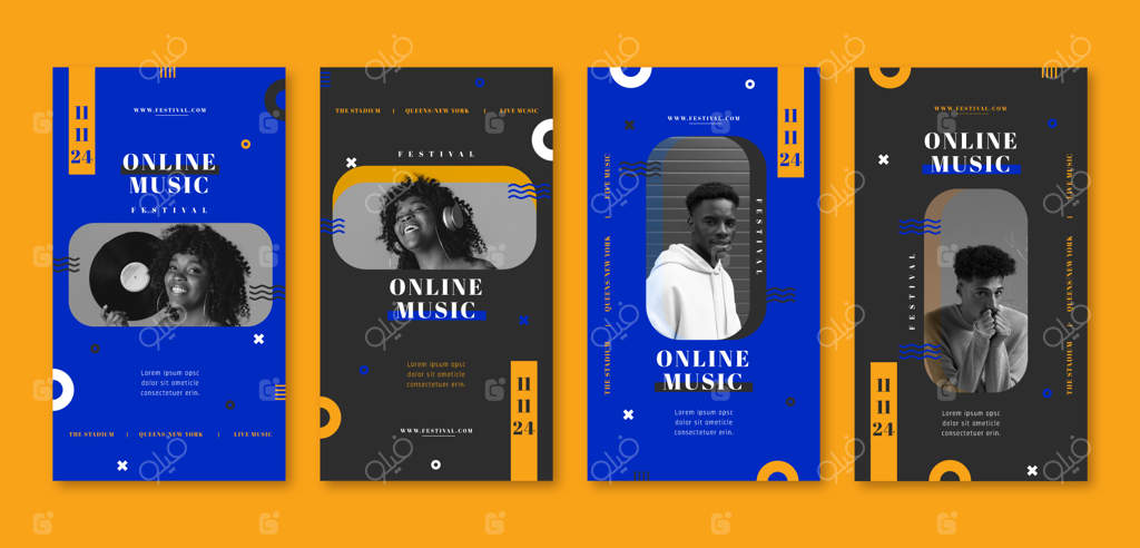 استوری‌های اینستاگرام برای فستیوال موسیقی با طراحی تخت