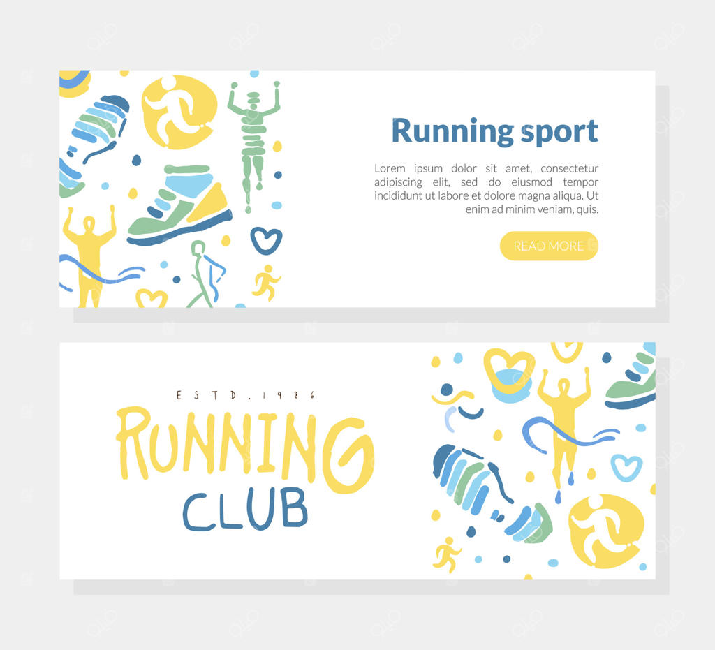 مجموعه قالب بنر باشگاه دو، رویداد ورزشی، ماراتن، مسابقه، قهرمانی، دعوت‌نامه، بنر، پوستر، بروشور، تصویرسازی لوگو دستی