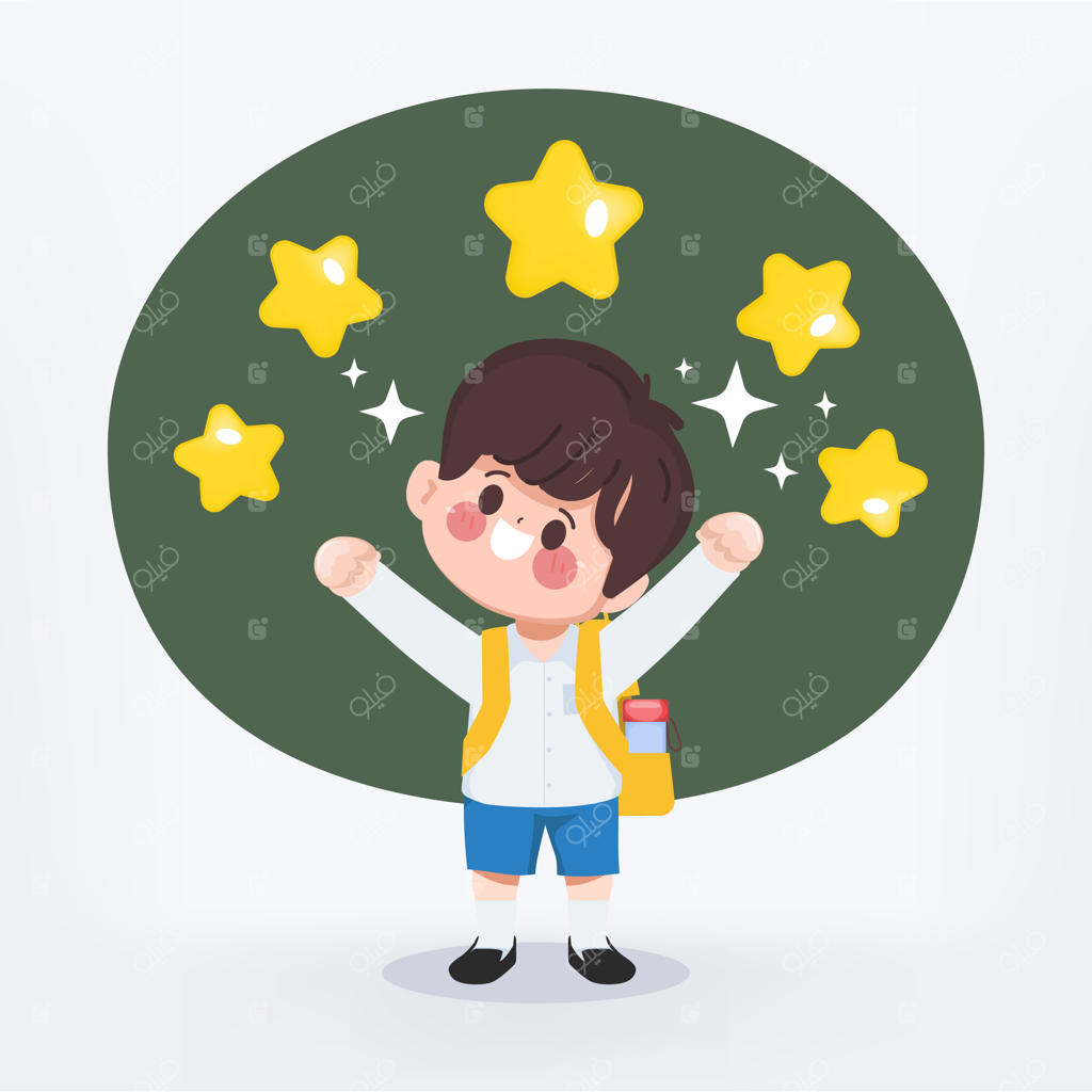 شخصیت کارتونی پسر دانش‌آموز شاد و بامزه برای بازگشت به مدرسه