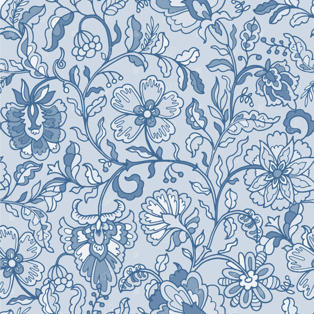 پترن گل‌های آبی و زینتی باغ