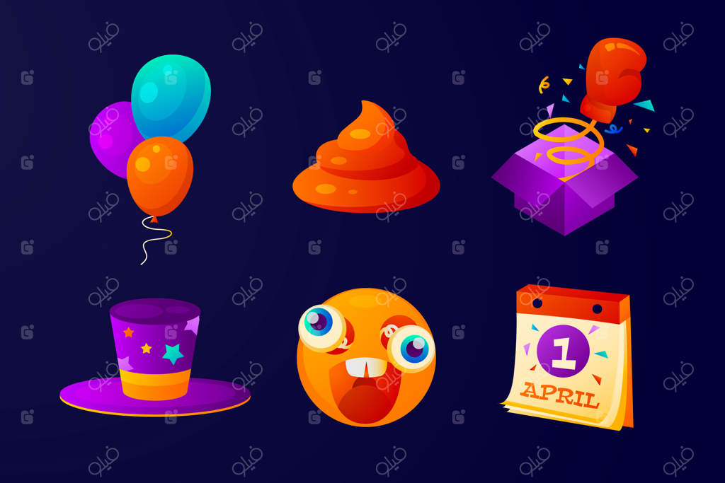 مجموعه عناصر طراحی روز اول آوریل با گرادینت