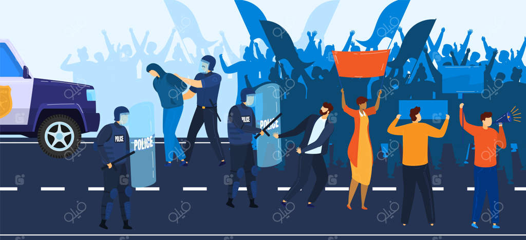 بحران سیاسی، تظاهرات و مقاومت پلیس در برابر معترضان: یک تصویرسازی