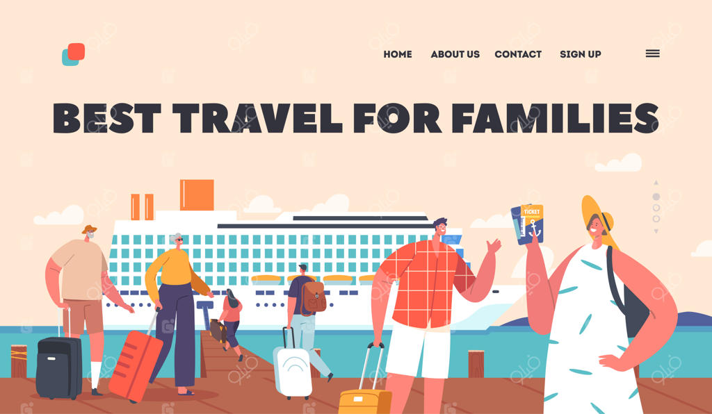 بهترین قالب صفحه فرود برای سفر خانوادگی: سفر دریایی با کشتی کروز و سوار شدن مسافران
