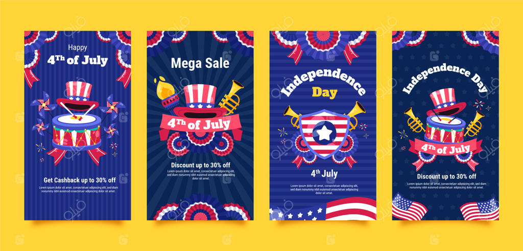 مجموعه استوری‌های اینستاگرام برای جشن چهارم ژوئیه