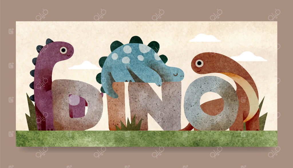 طراحی بنر دایناسور آبرنگی
