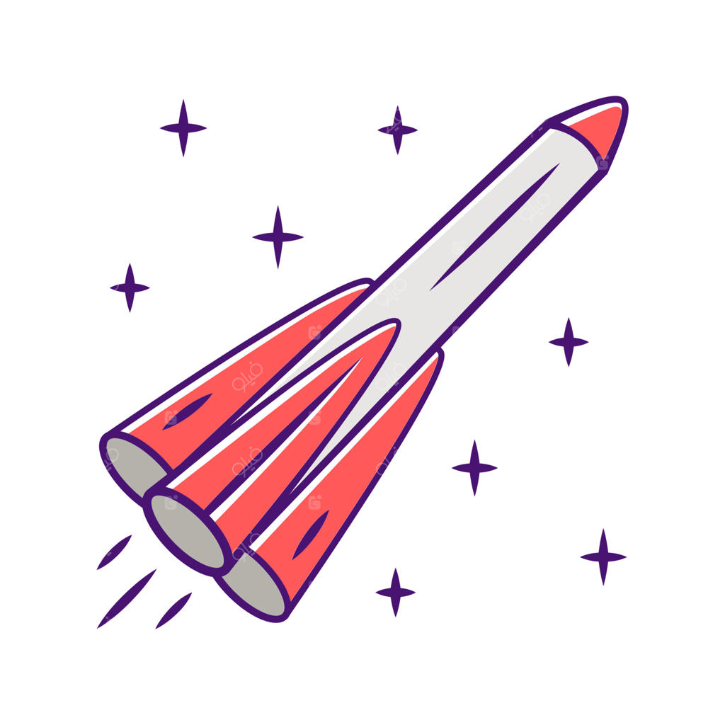 آیکون رنگی موشک: موشک، فضاپیما، هواپیما. وسیله پرتاب ماهواره‌های مصنوعی. سفرهای فضایی انسان. اکتشافات فضایی. سفرهای بین سیاره‌ای. تصویر برداری وکتور جدا.