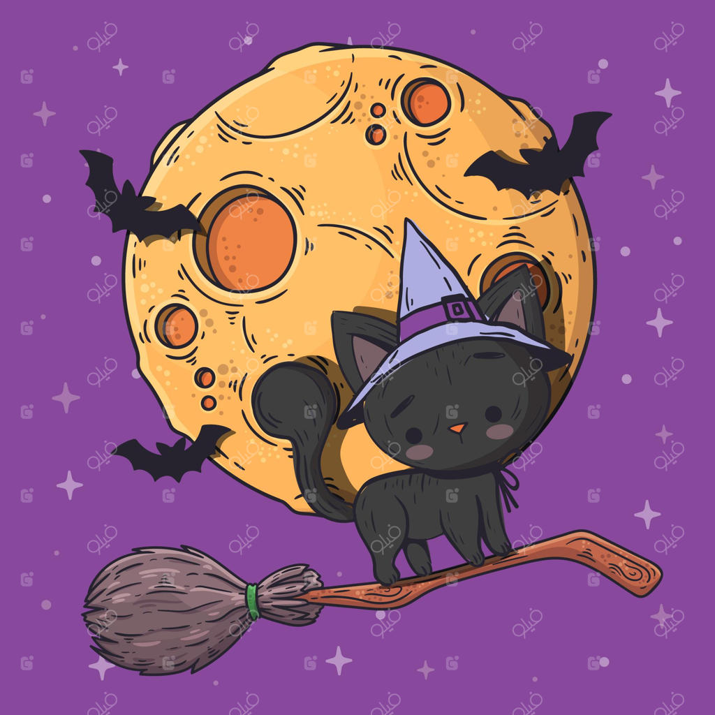 طرح دستی گربه هالووین