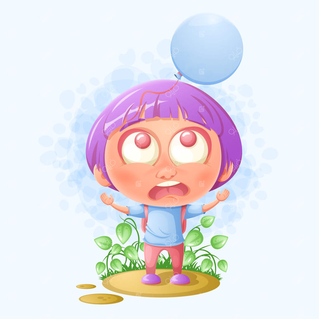 دختر مدرسه‌ای بادکنکش را گم کرد - تصویر کارتونی