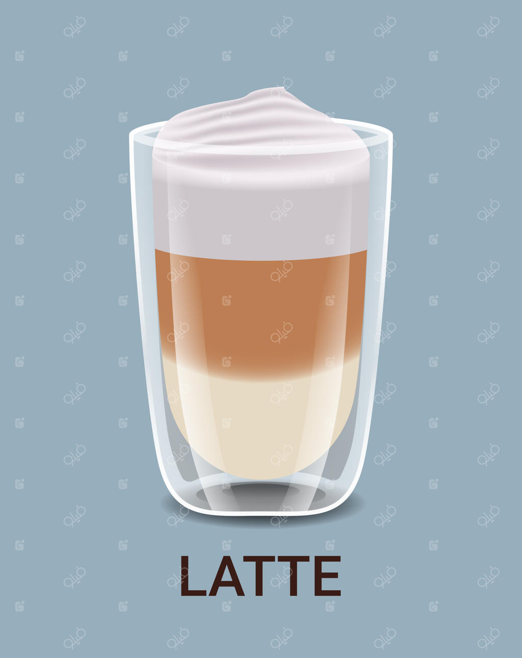 قهوه لاته داغ در لیوان شیشه‌ای واقعی