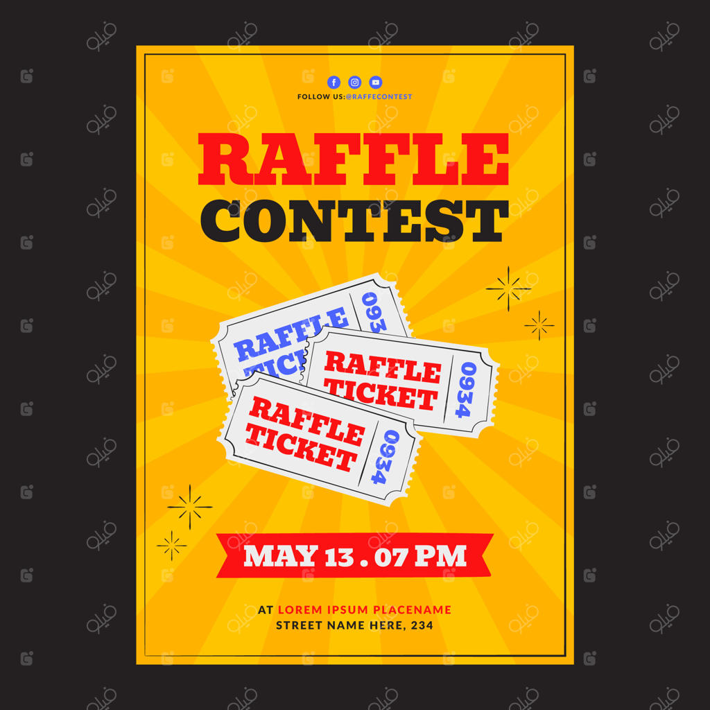 الگوی پوستر قرعه‌کشی طراحی دست