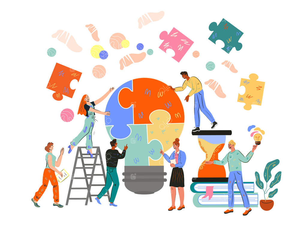 تیم تجاری مشغول همکاری در پروژه مشترک و راه‌اندازی پروژه خلاقانه