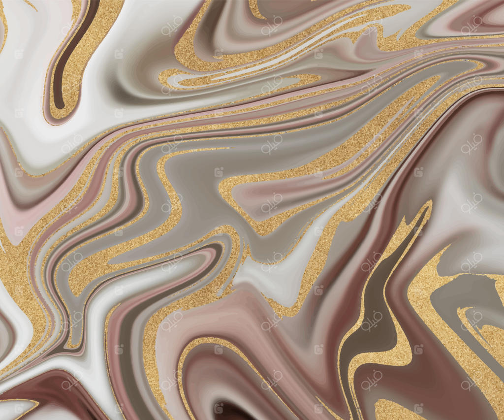 نقاشی انتزاعی با مرکب قهوه‌ای و درخشش طلایی.