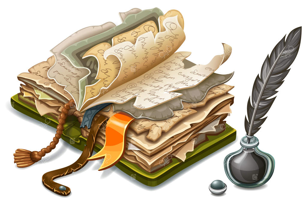 کتاب قدیمی و جوهر به سبک ایزومتریک