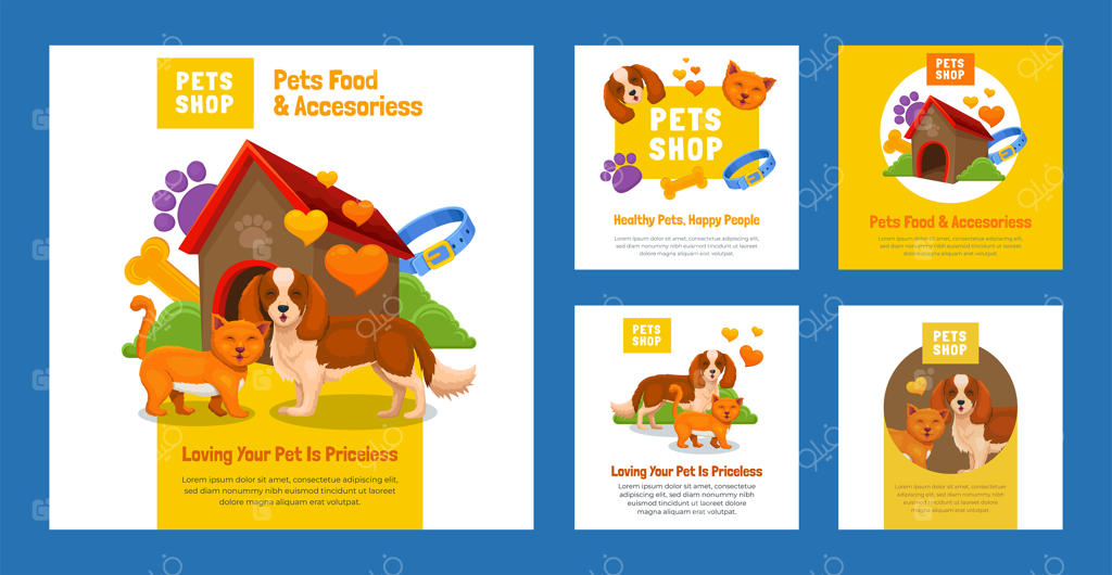 طراحی قالب فروشگاه حیوانات خانگی با دست کشیده شده