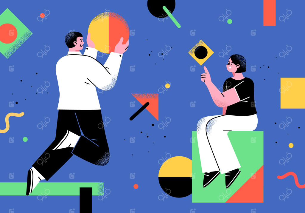 شخصیت‌های تجاری به سبک فلت در محیط کار اداری - تصویرسازی کسب‌وکار غیررسمی