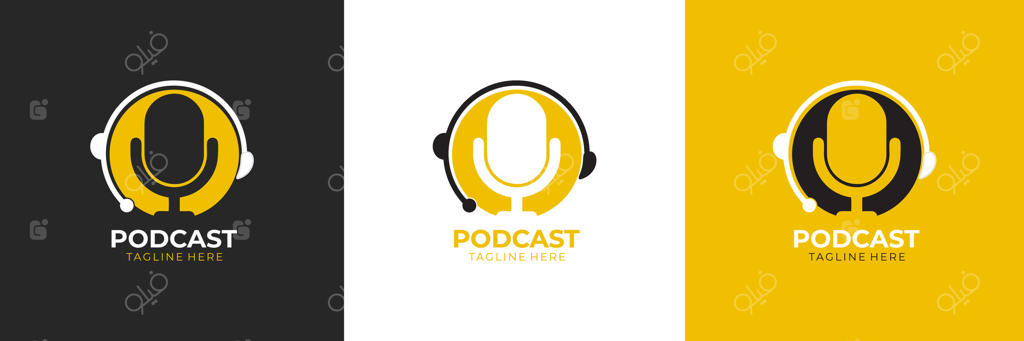 مجموعه طراحی لوگوی وینتیج میکروفون، رادیو و پادکست