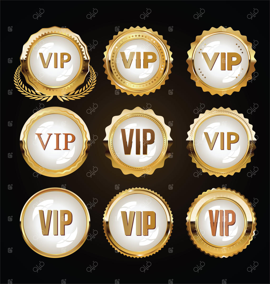 نشان‌های طلایی VIP روی زمینه مشکی