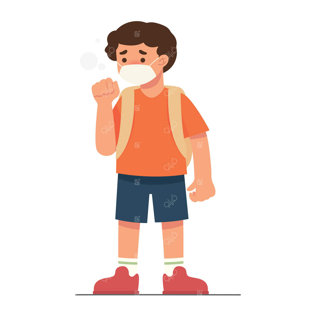 پسر سرماخورده با ماسک روی صورتش