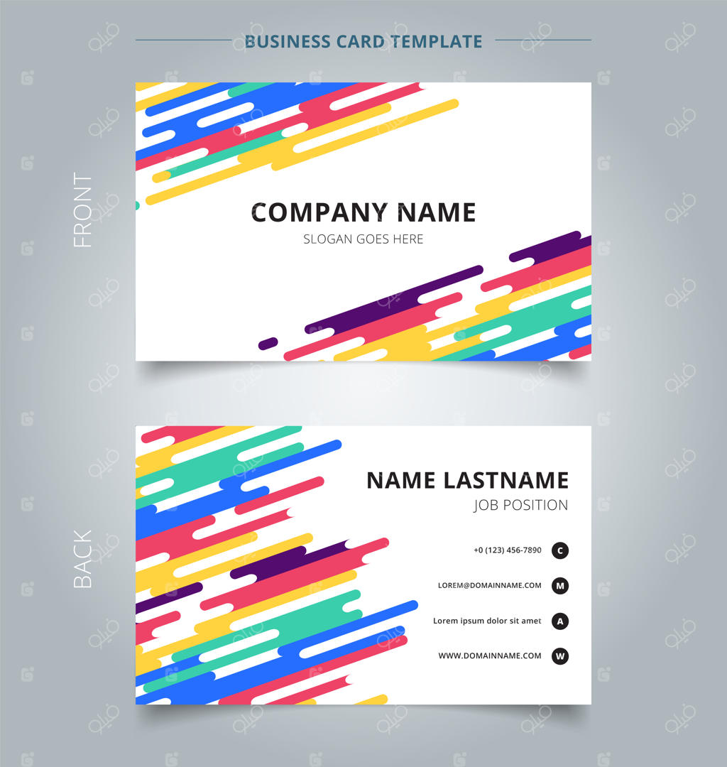 کارت ویزیت با خطوط رنگارنگ و منحنی