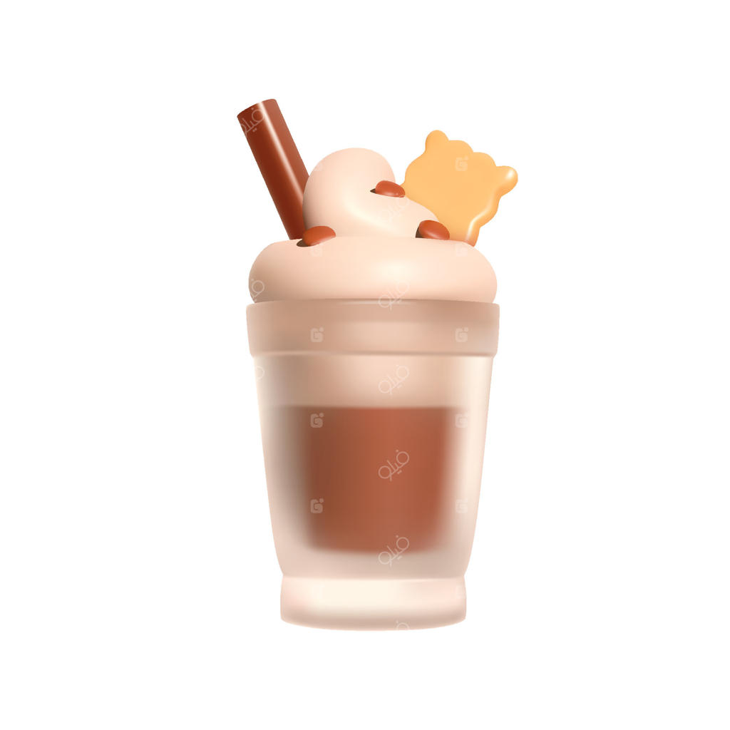 آیکون سه‌بعدی میلک‌شیک شکلاتی یا قهوه بامزه