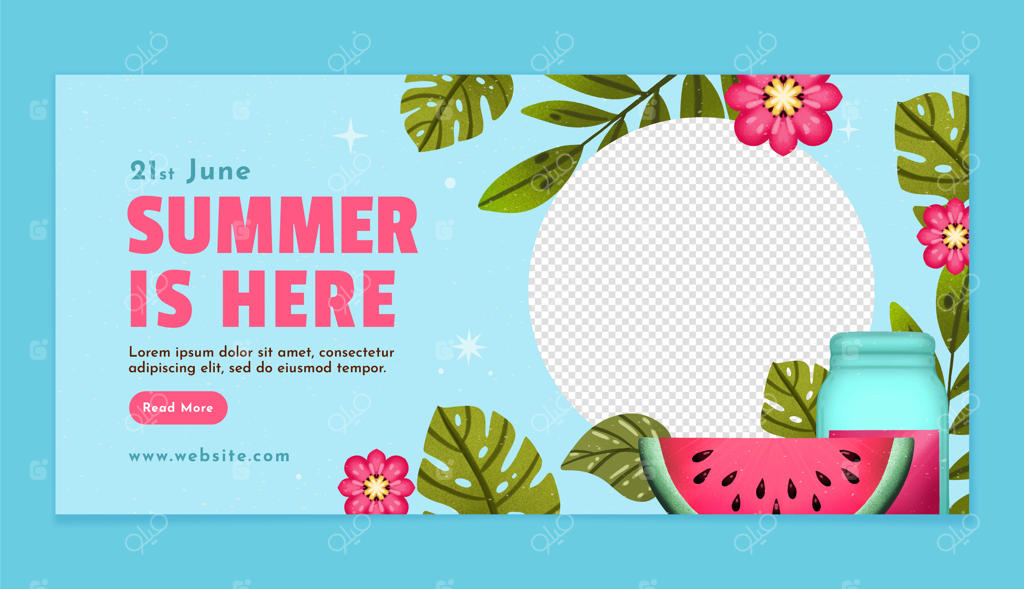 قالب بنر آبرنگی تابستانه