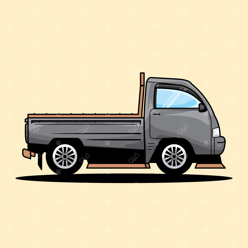 بامزه‌ترین تصویر کارتونی ماشین وانت به صورت وکتور
