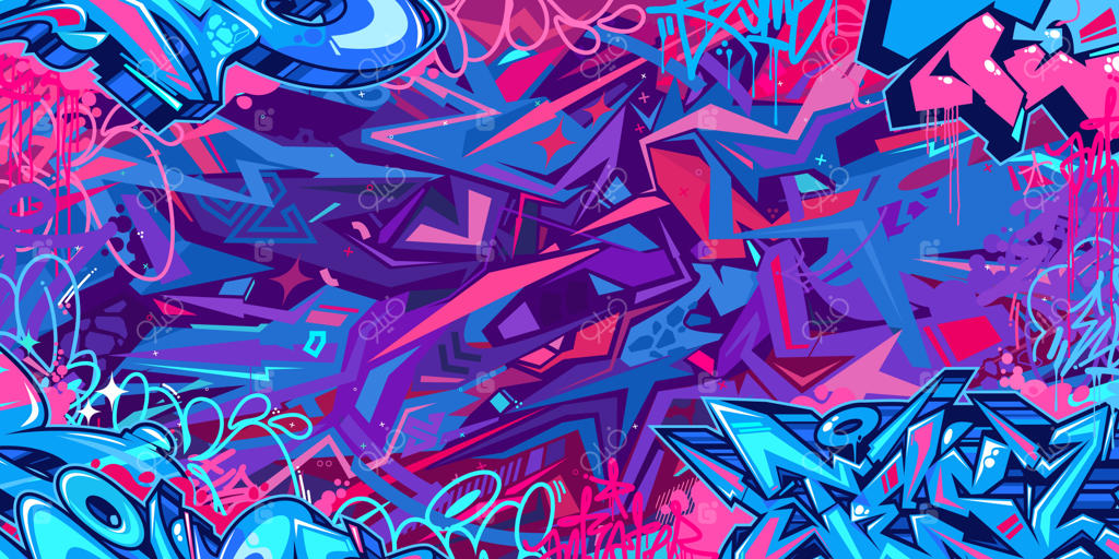 پس‌زمینه وکتور گرافیتی و هنر خیابانی انتزاعی با استایل هیپ‌‌هاپ و شهری